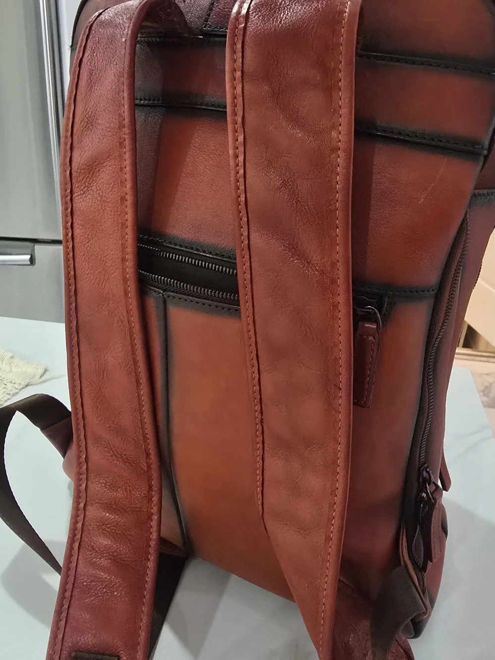 NEW Leather Backpack Vintage Red Brown Unisex 15x11.5